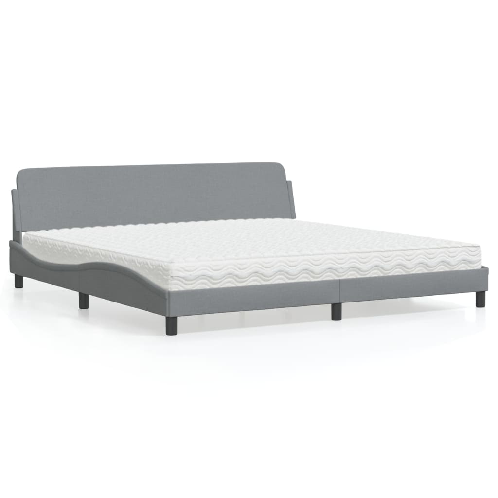 Bed met matras "Dover" stof lichtgrijs 200x200 cm – afbeelding 1