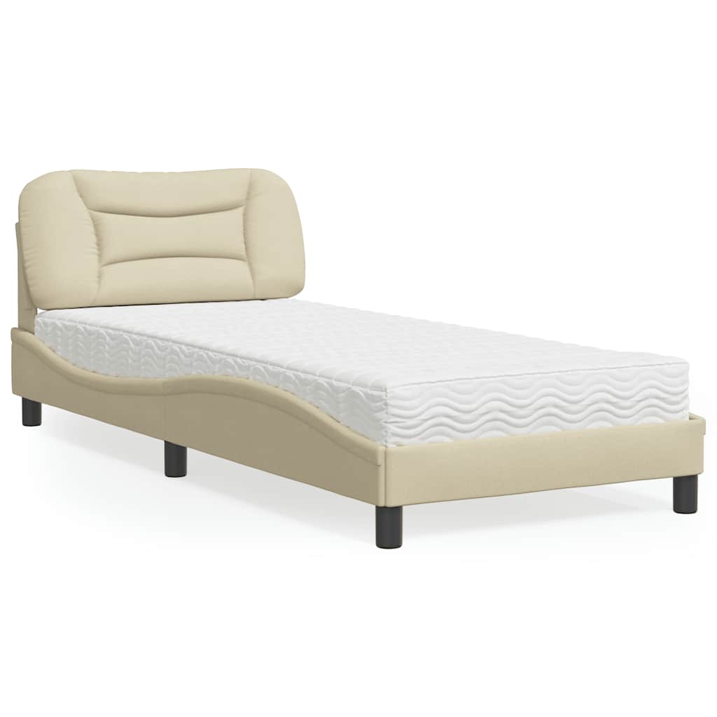Bed met matras "Hvar" stof crèmekleurig 80x200 cm – afbeelding 1