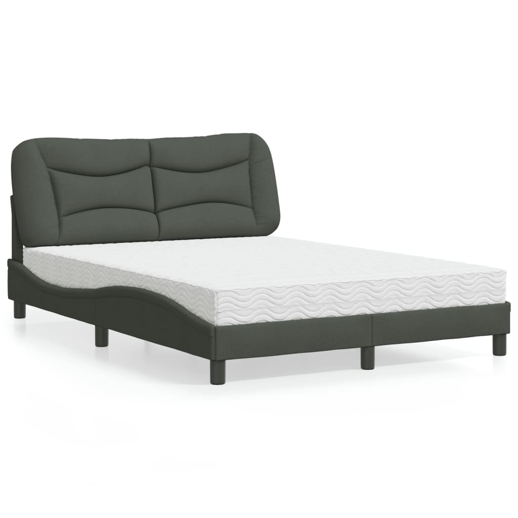 Bed met matras "Hvar" stof donkergrijs 140x200 cm – afbeelding 1
