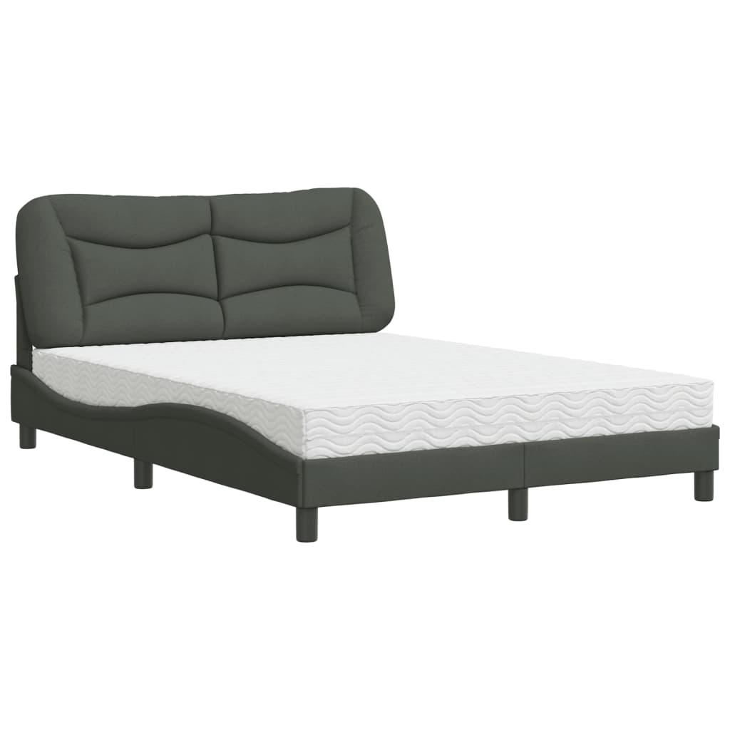 Bed met matras "Hvar" stof donkergrijs 140x200 cm – afbeelding 2