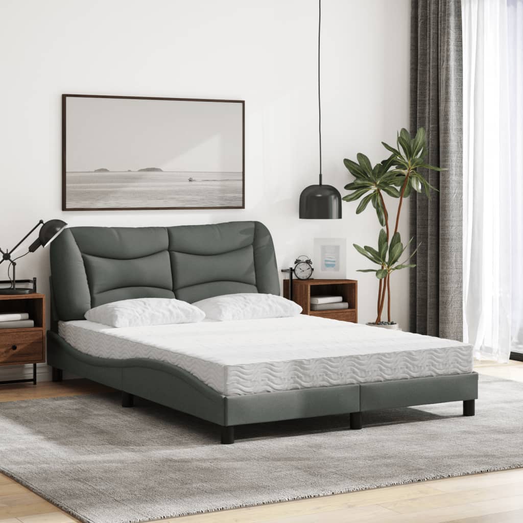 Bed met matras "Hvar" stof donkergrijs 140x200 cm – afbeelding 3