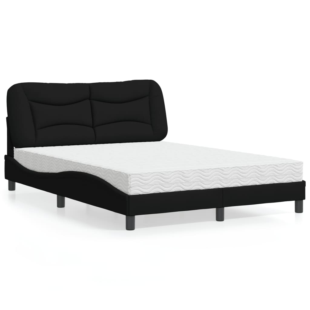 Bed met matras "Hvar" stof zwart 140x200 cm – afbeelding 1