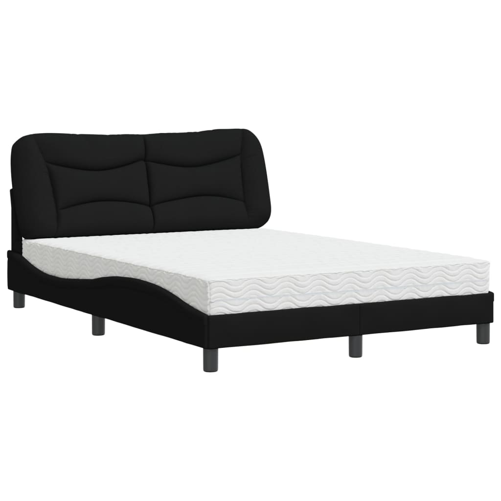 Bed met matras "Hvar" stof zwart 140x200 cm – afbeelding 2