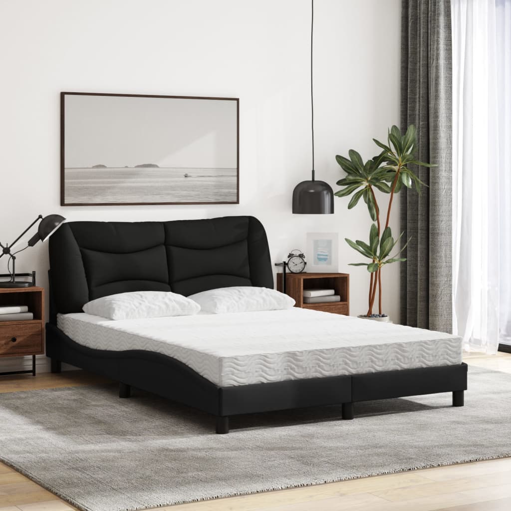 Bed met matras "Hvar" stof zwart 140x200 cm – afbeelding 3
