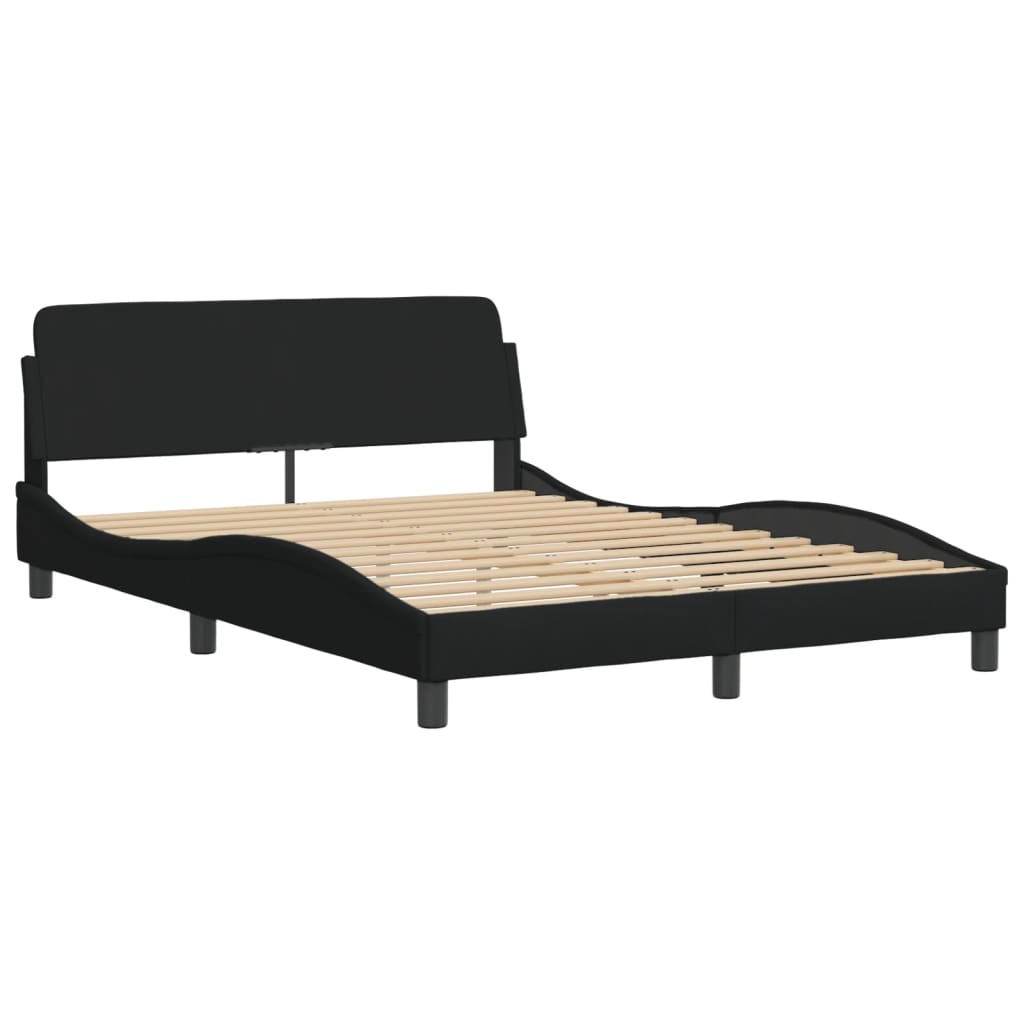 Bed met matras "Hvar" stof zwart 140x200 cm – afbeelding 4