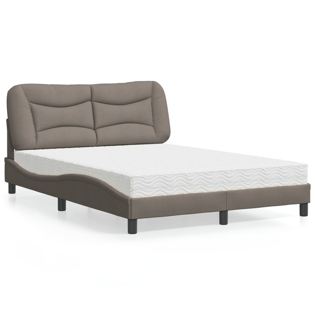 Bed met matras "Hvar" stof taupe 140x200 cm – afbeelding 1