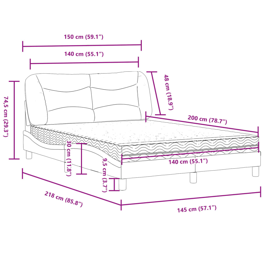 Bed met matras "Hvar" stof taupe 140x200 cm – afbeelding 11