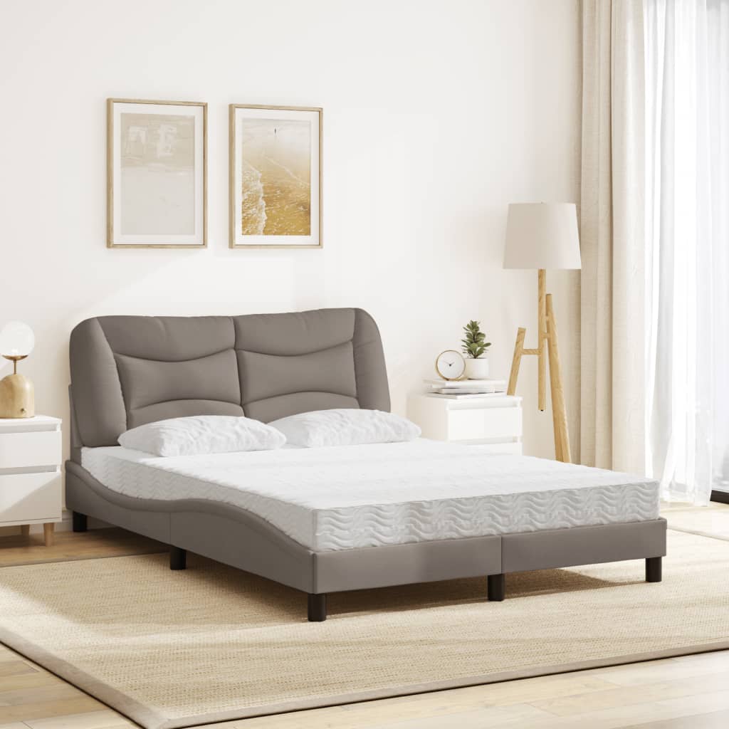 Bed met matras "Hvar" stof taupe 140x200 cm – afbeelding 3