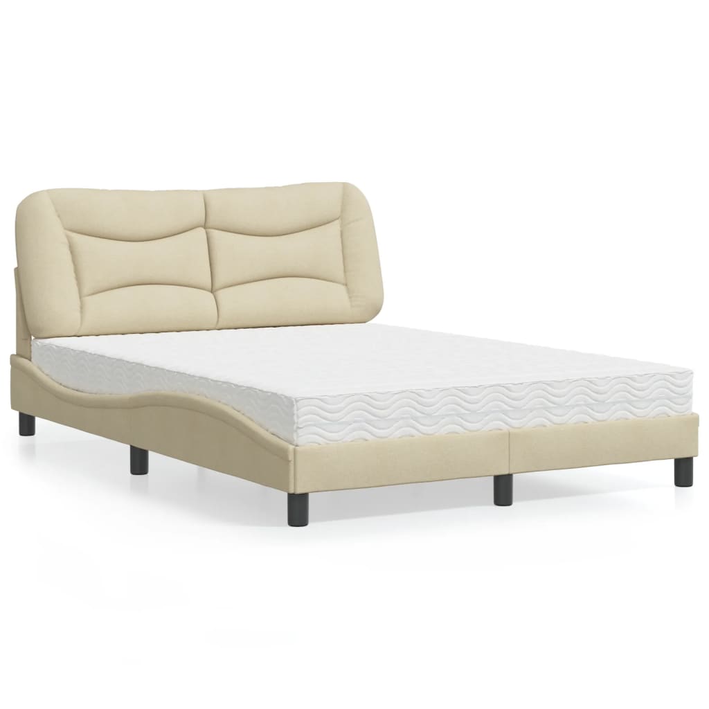 Bed met matras "Hvar" stof crèmekleurig 140x200 cm – afbeelding 1