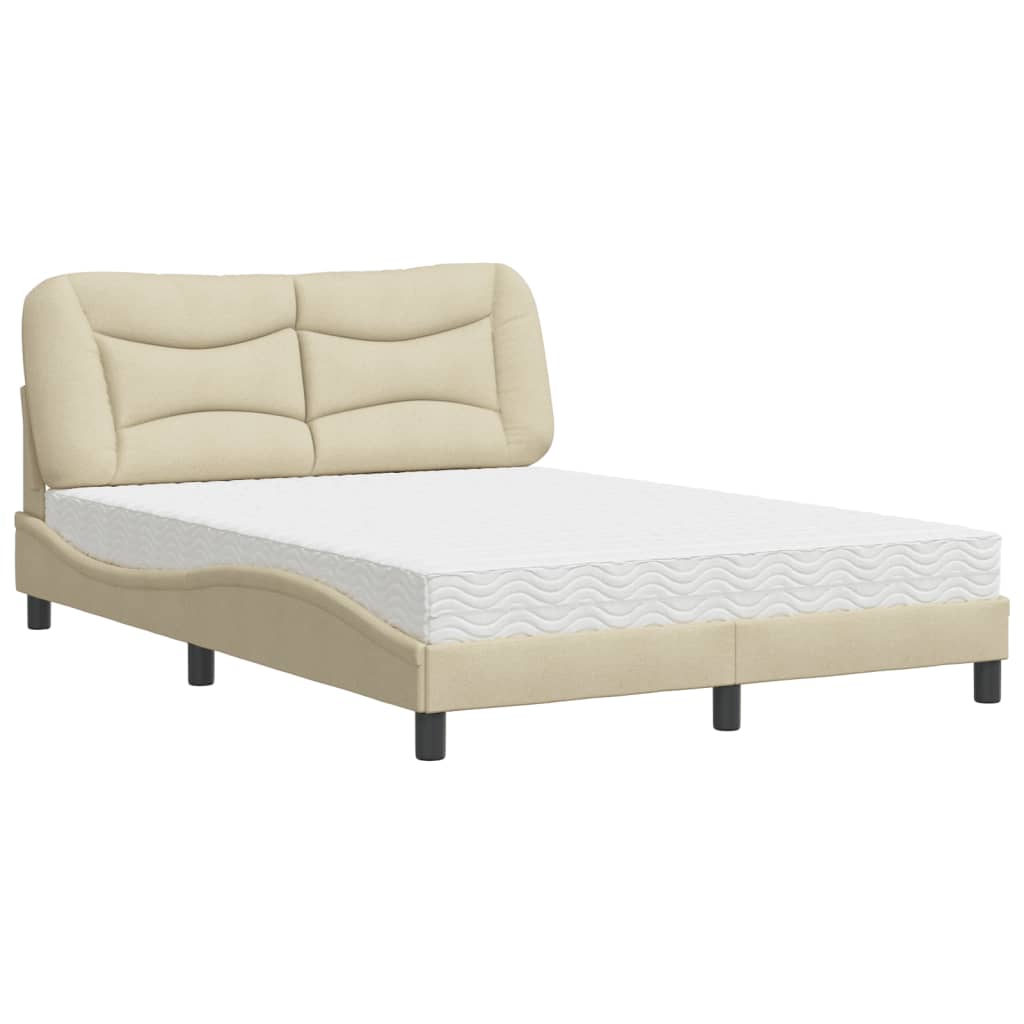 Bed met matras "Hvar" stof crèmekleurig 140x200 cm – afbeelding 2