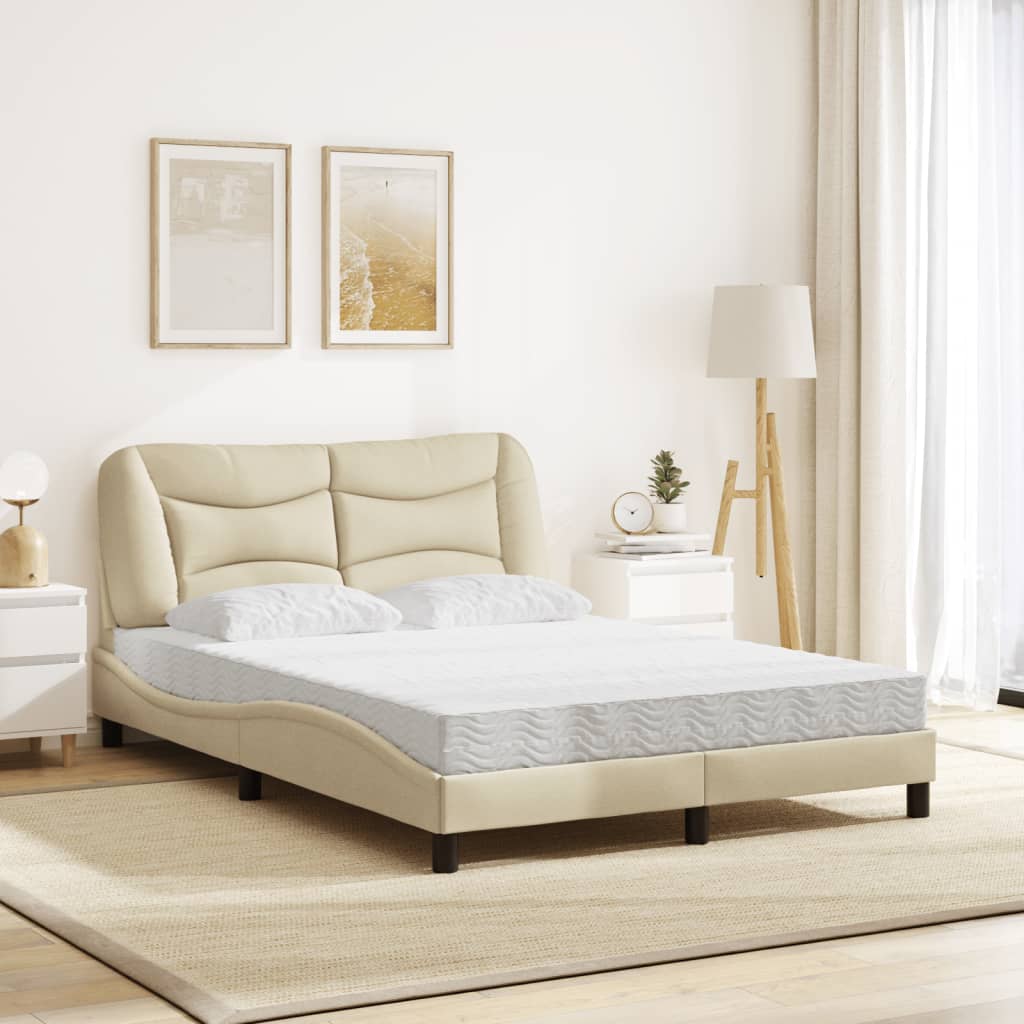 Bed met matras "Hvar" stof crèmekleurig 140x200 cm – afbeelding 3