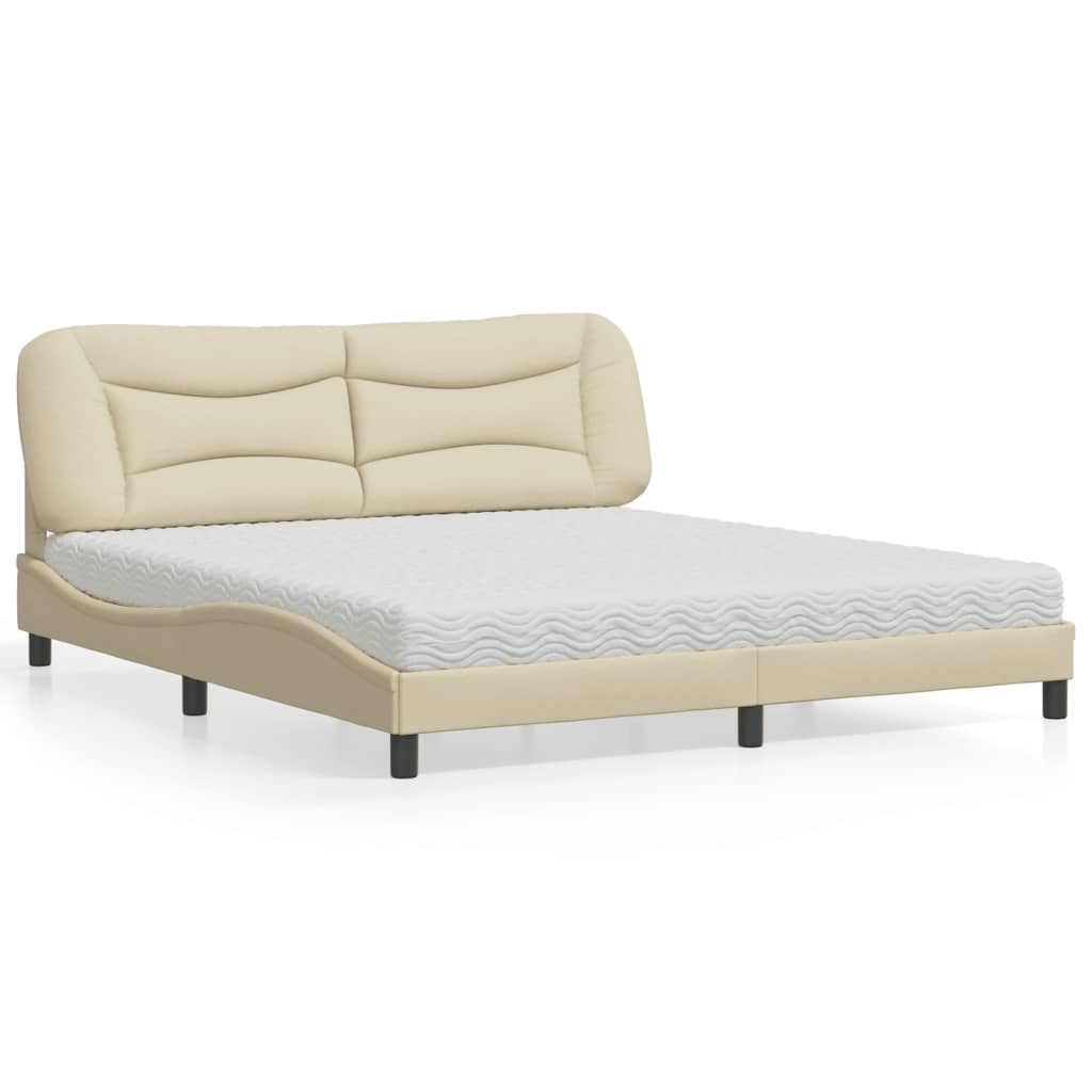 Bed met matras "Hvar" stof crèmekleurig 180x200 cm – afbeelding 1