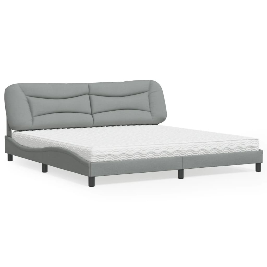 Bed met matras "Hvar" stof lichtgrijs 200x200 cm – afbeelding 1