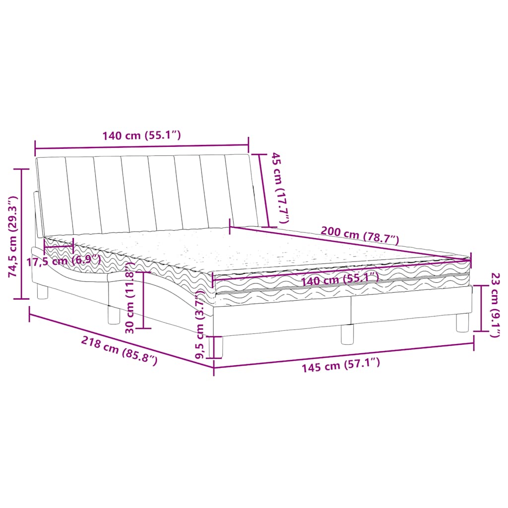 Bed met matras "Hanko" fluweel donkergroen 140x200 cm – afbeelding 11