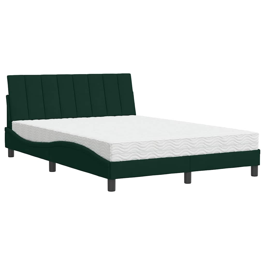 Bed met matras "Hanko" fluweel donkergroen 140x200 cm – afbeelding 2