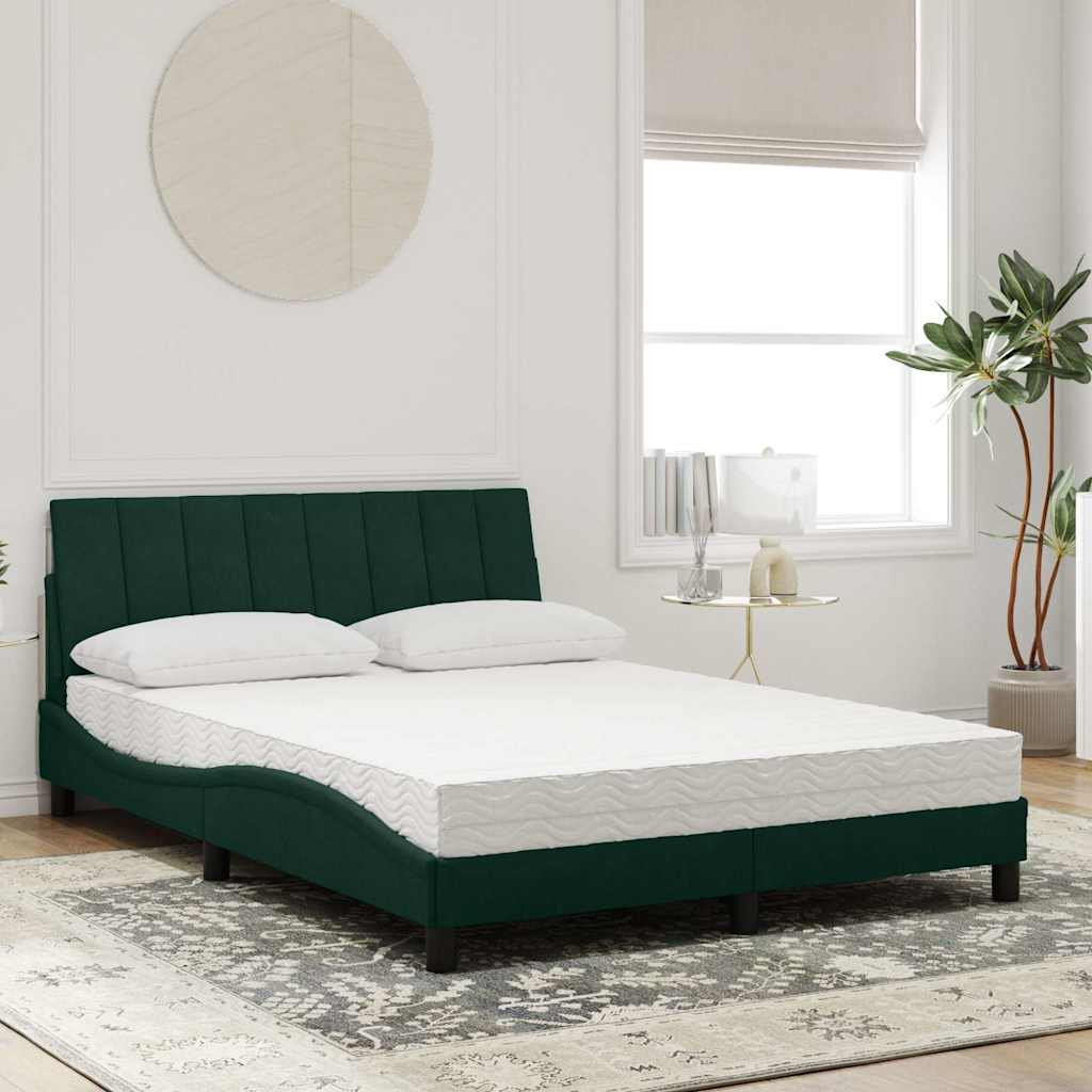 Bed met matras "Hanko" fluweel donkergroen 140x200 cm – afbeelding 3
