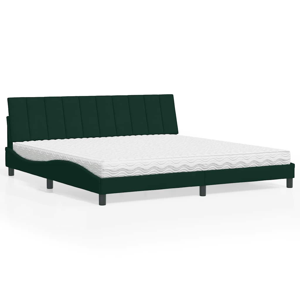 Bed met matras "Hanko" fluweel donkergroen 200x200 cm – afbeelding 1