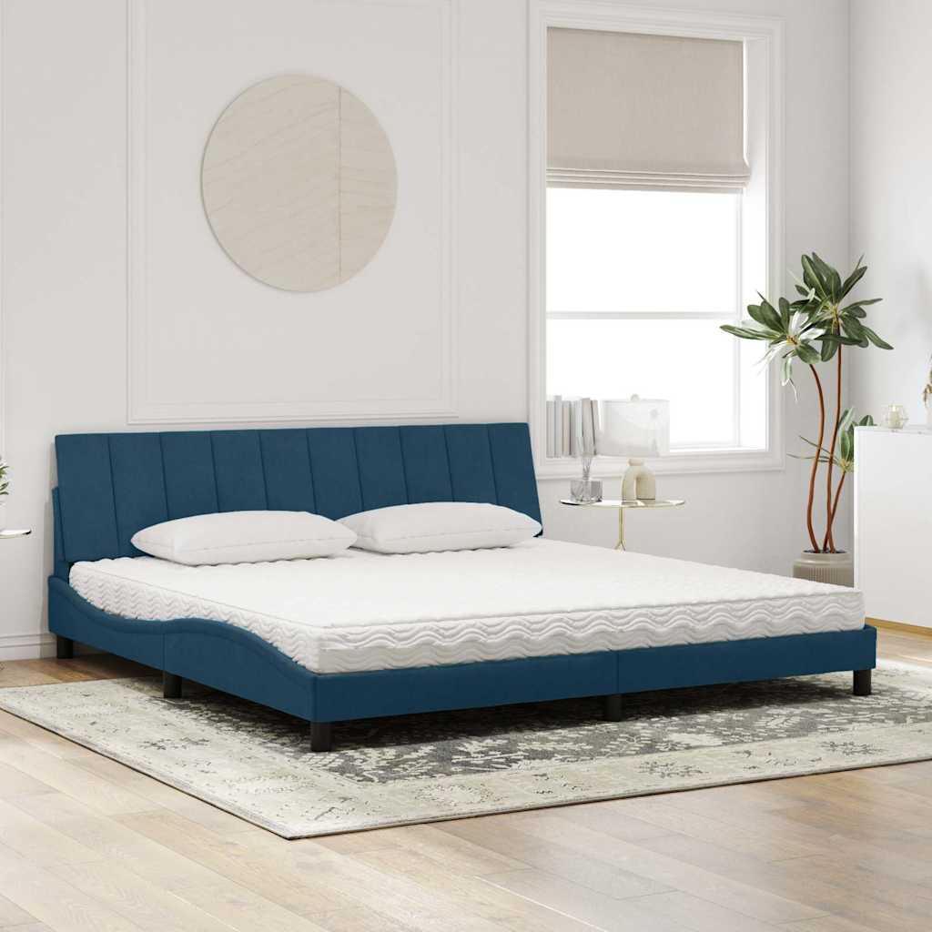 Bed met matras "Hanko" fluweel blauw 200x200 cm – afbeelding 1