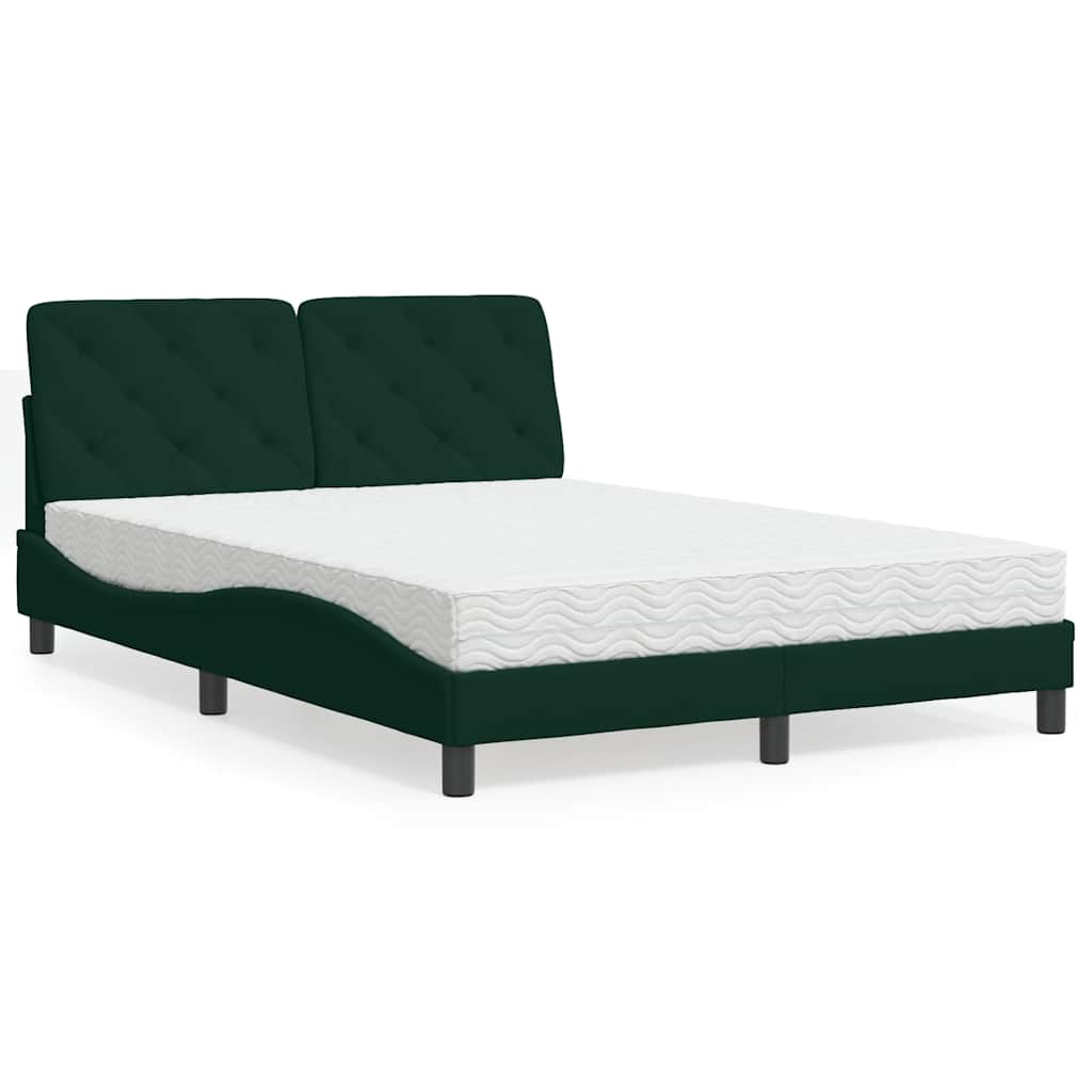 Bed met matras fluweel donkergroen 140x200 cm – afbeelding 1