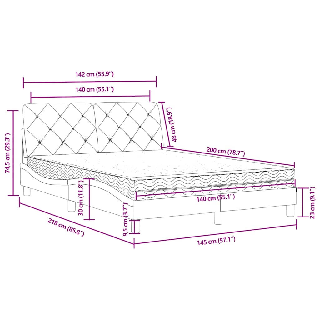 Bed met matras fluweel donkergroen 140x200 cm – afbeelding 11