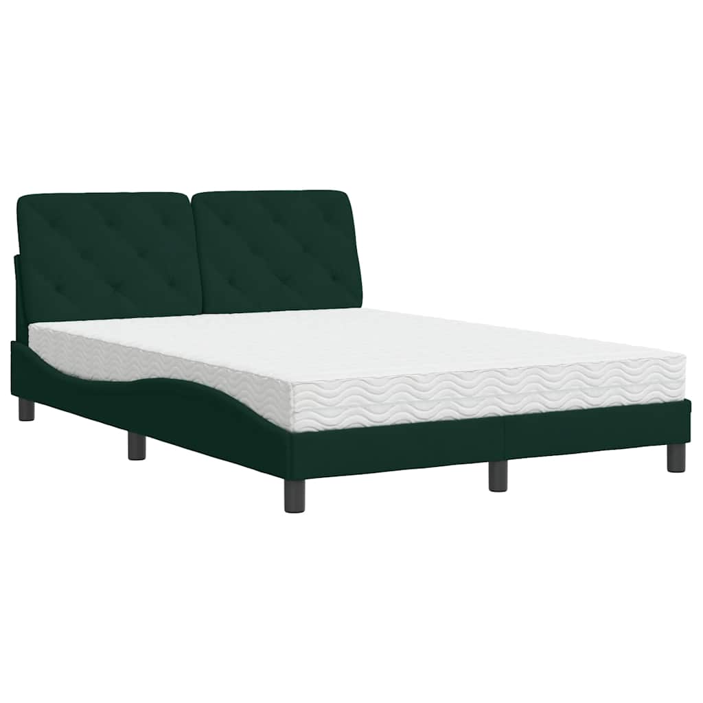 Bed met matras fluweel donkergroen 140x200 cm – afbeelding 2