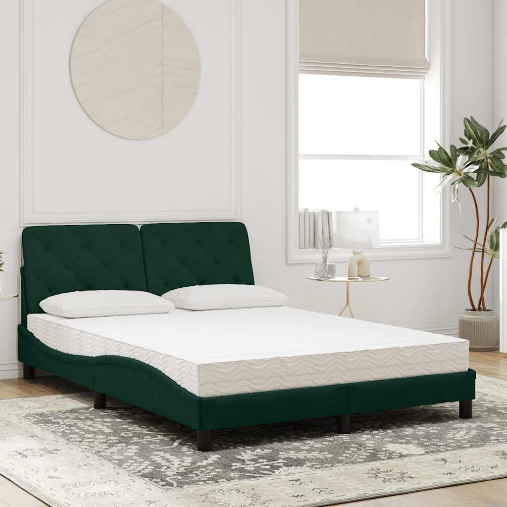 Bed met matras fluweel donkergroen 140x200 cm – afbeelding 3