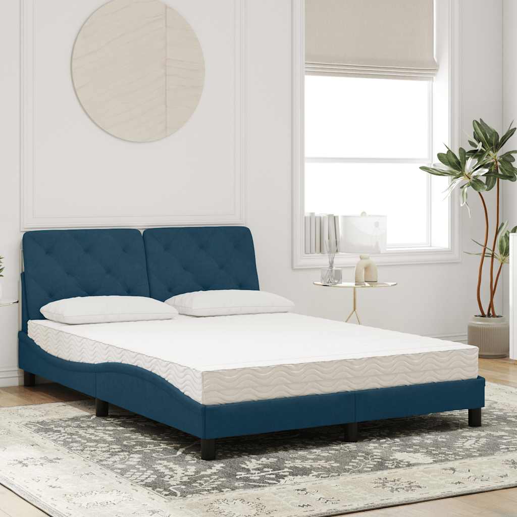 Bed met matras fluweel blauw 140x200 cm – afbeelding 1