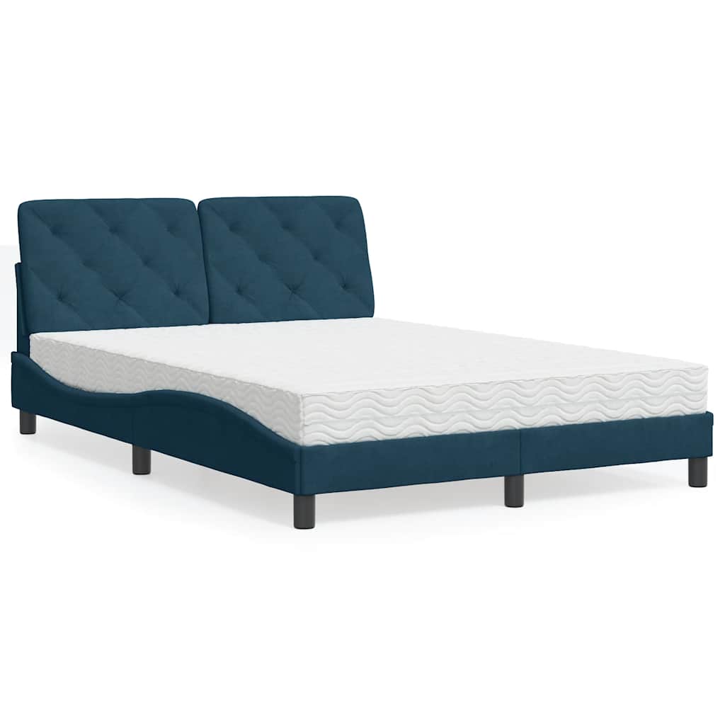 Bed met matras fluweel blauw 140x200 cm – afbeelding 2