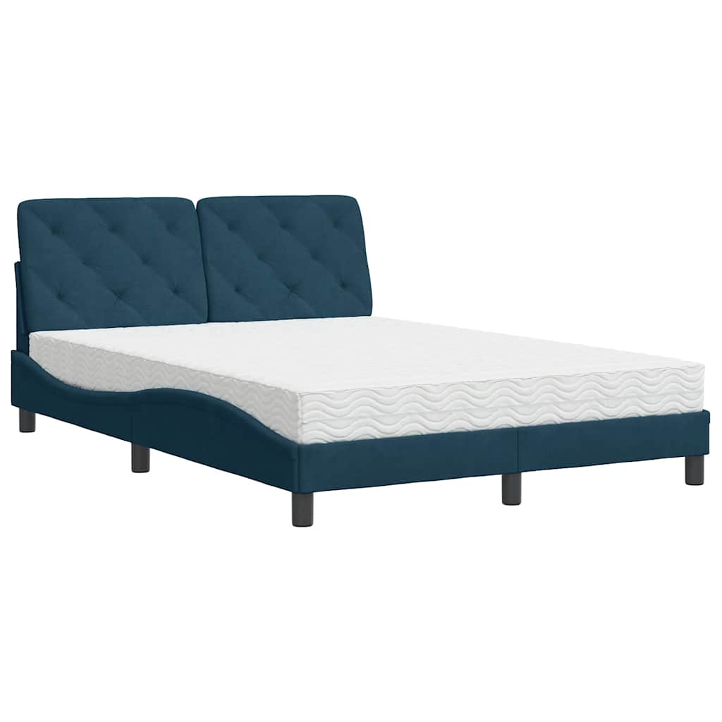 Bed met matras fluweel blauw 140x200 cm – afbeelding 3