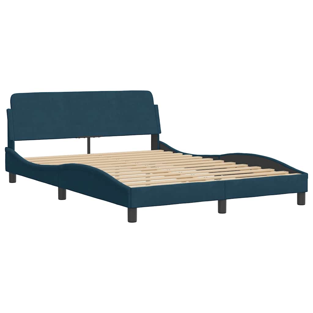 Bed met matras fluweel blauw 140x200 cm – afbeelding 4