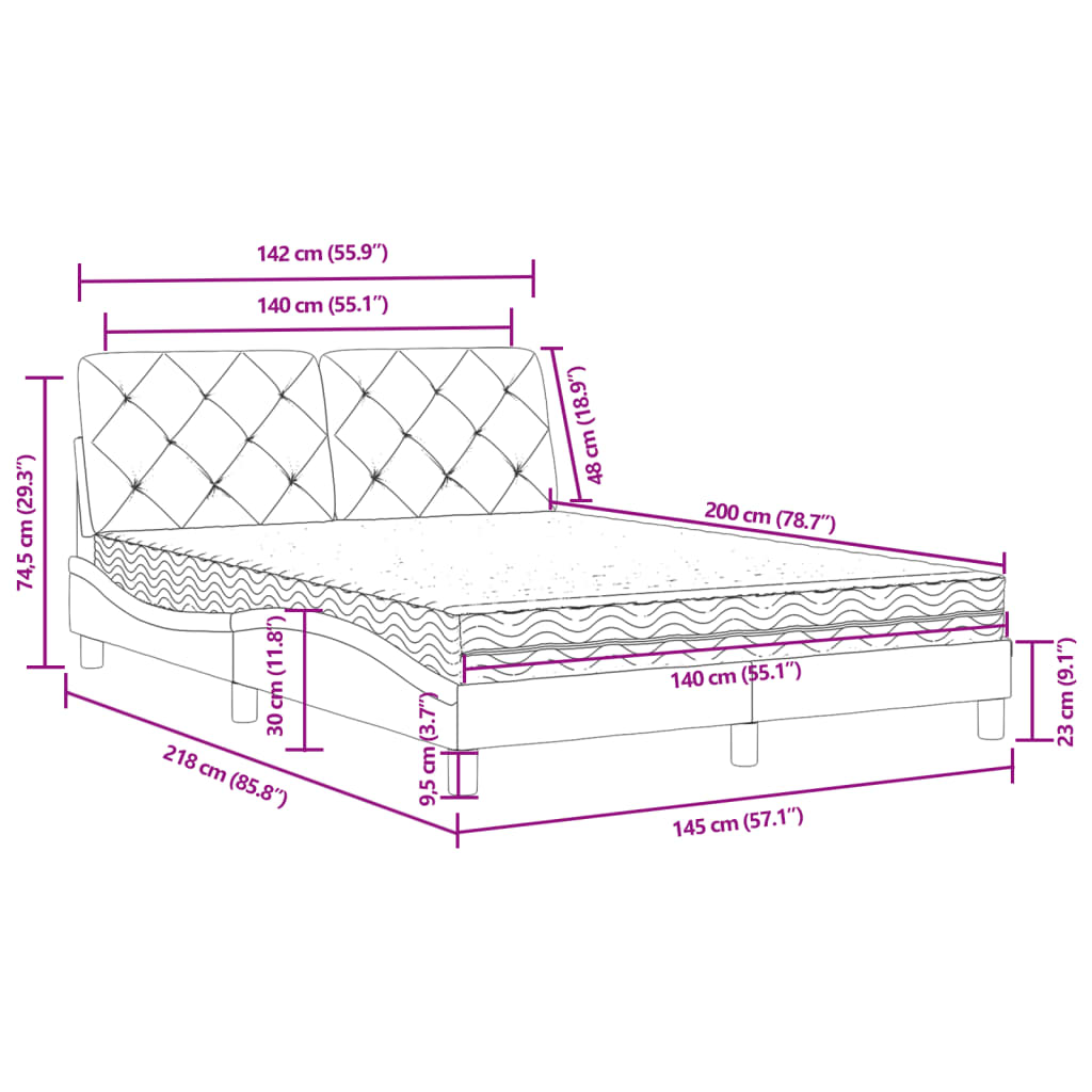 Bed met matras fluweel roze 140x200 cm – afbeelding 11