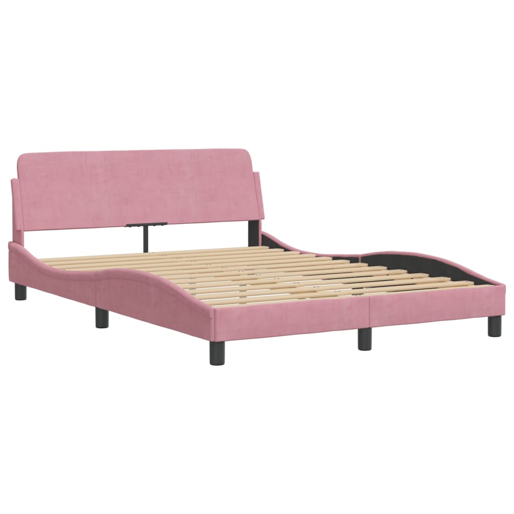 Bed met matras fluweel roze 140x200 cm – afbeelding 4