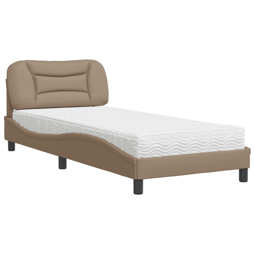 Bed met matras "Hvar" kunstleer cappuccinokleurig 80x200 cm – afbeelding 1
