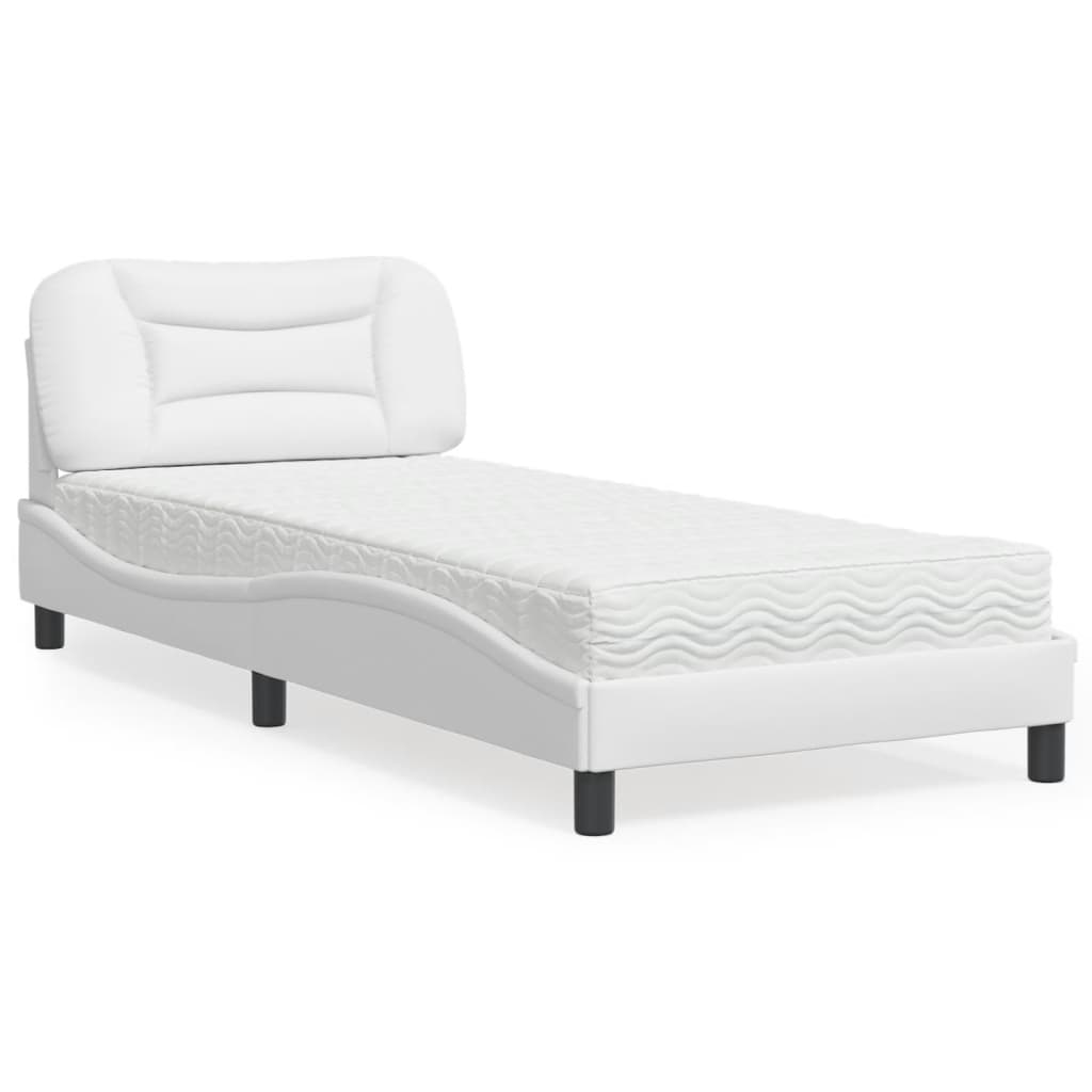 Bed met matras "Hvar" kunstleer wit 90x190 cm – afbeelding 1