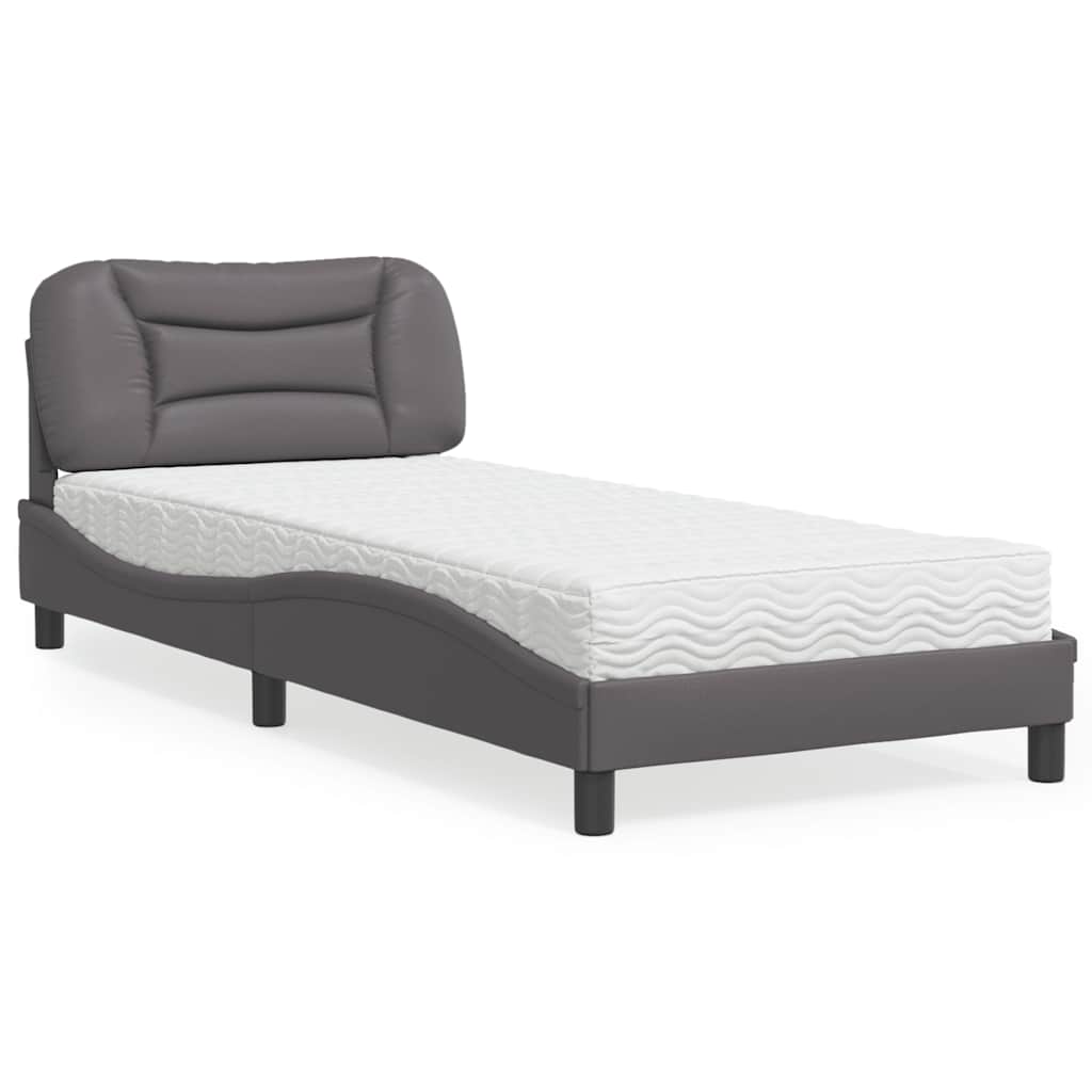 Bed met matras "Hvar" kunstleer grijs 90x200 cm