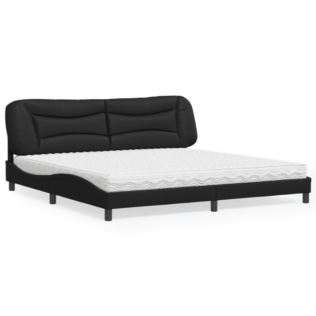 Bed met matras "Hvar" kunstleer zwart 200x200 cm – afbeelding 1