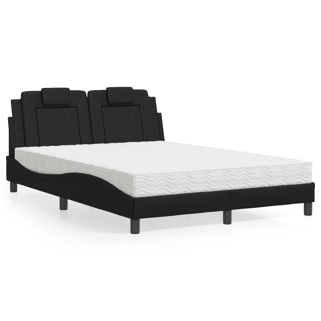 Bed "Viana" met matras kunstleer zwart 140x200 cm – afbeelding 1