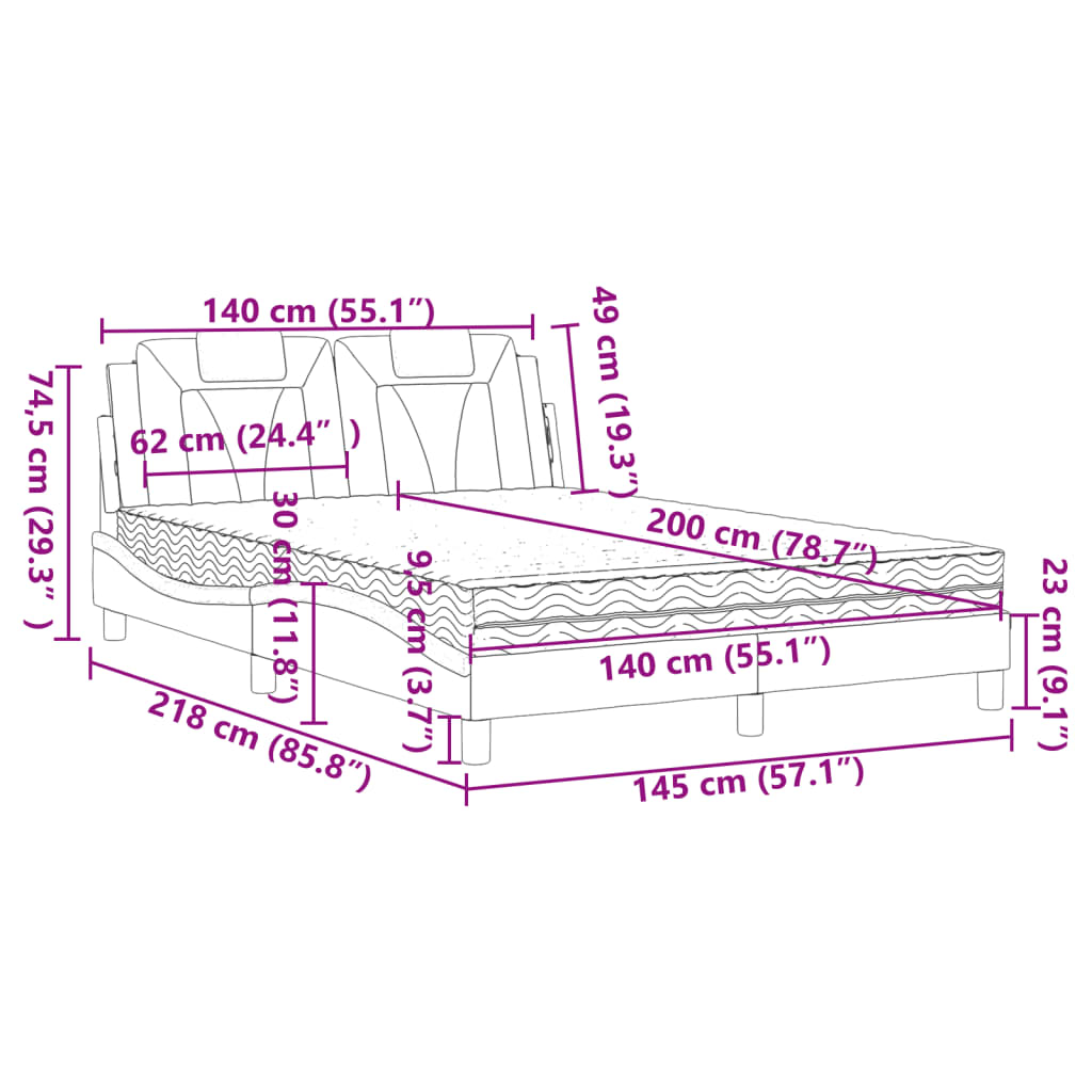 Bed "Viana" met matras kunstleer zwart 140x200 cm – afbeelding 11