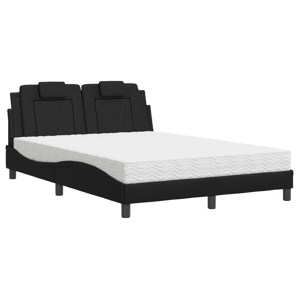 Bed "Viana" met matras kunstleer zwart 140x200 cm – afbeelding 2