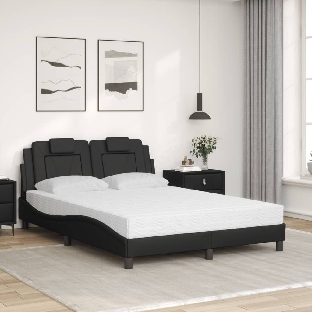 Bed "Viana" met matras kunstleer zwart 140x200 cm – afbeelding 3