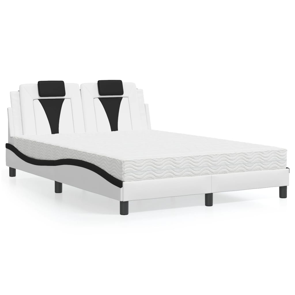 Bed "Viana" met matras kunstleer wit en zwart 140x200 cm – afbeelding 1