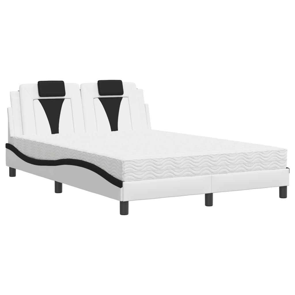 Bed "Viana" met matras kunstleer wit en zwart 140x200 cm – afbeelding 2