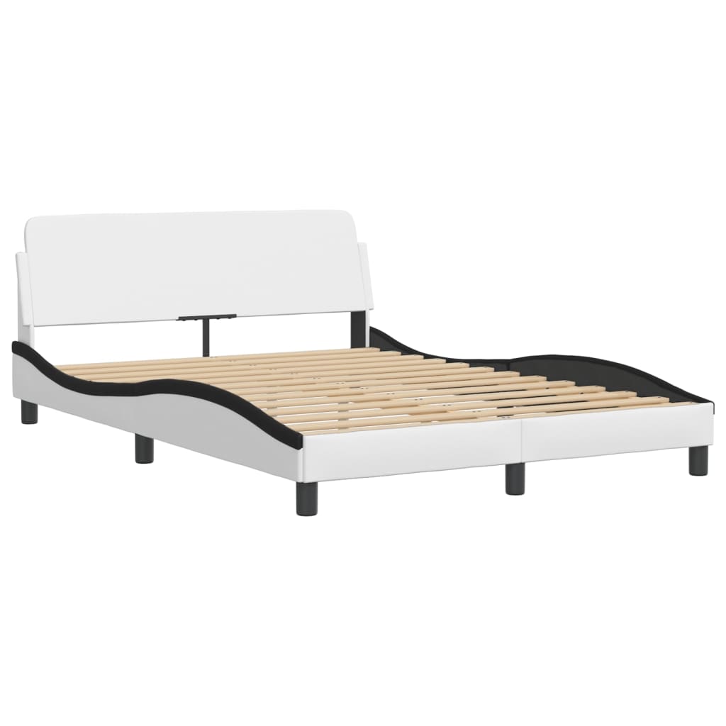 Bed "Viana" met matras kunstleer wit en zwart 140x200 cm – afbeelding 4
