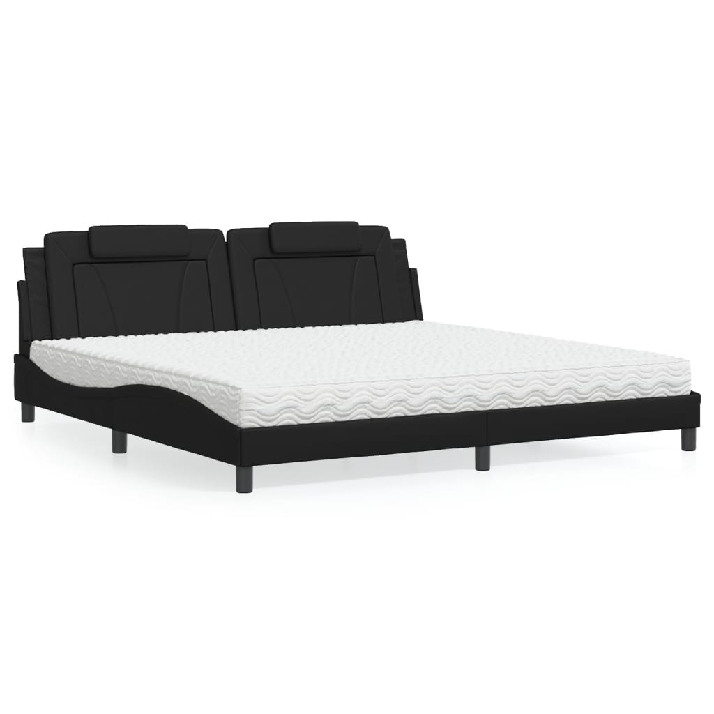 Bed "Viana" met matras kunstleer zwart 200x200 cm – afbeelding 1