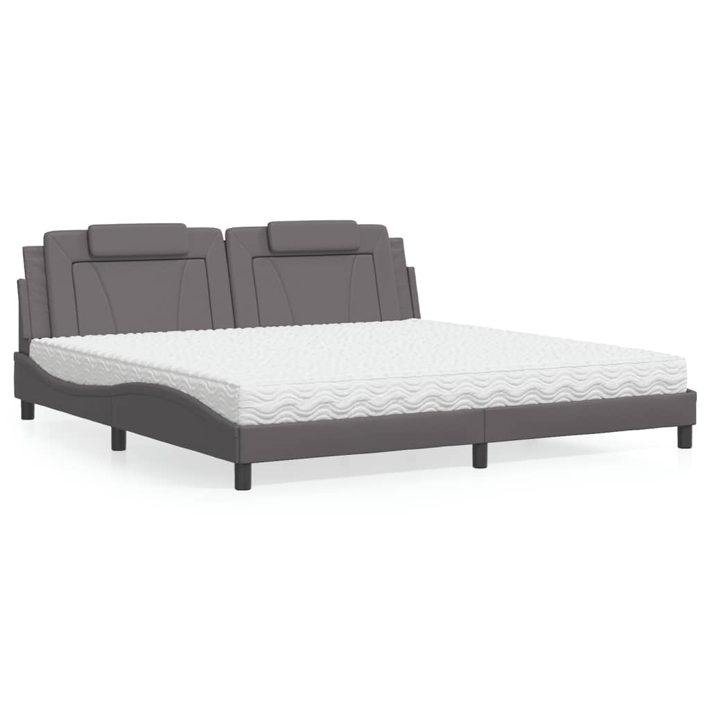 Bed "Viana" met matras kunstleer grijs 200x200 cm – afbeelding 1