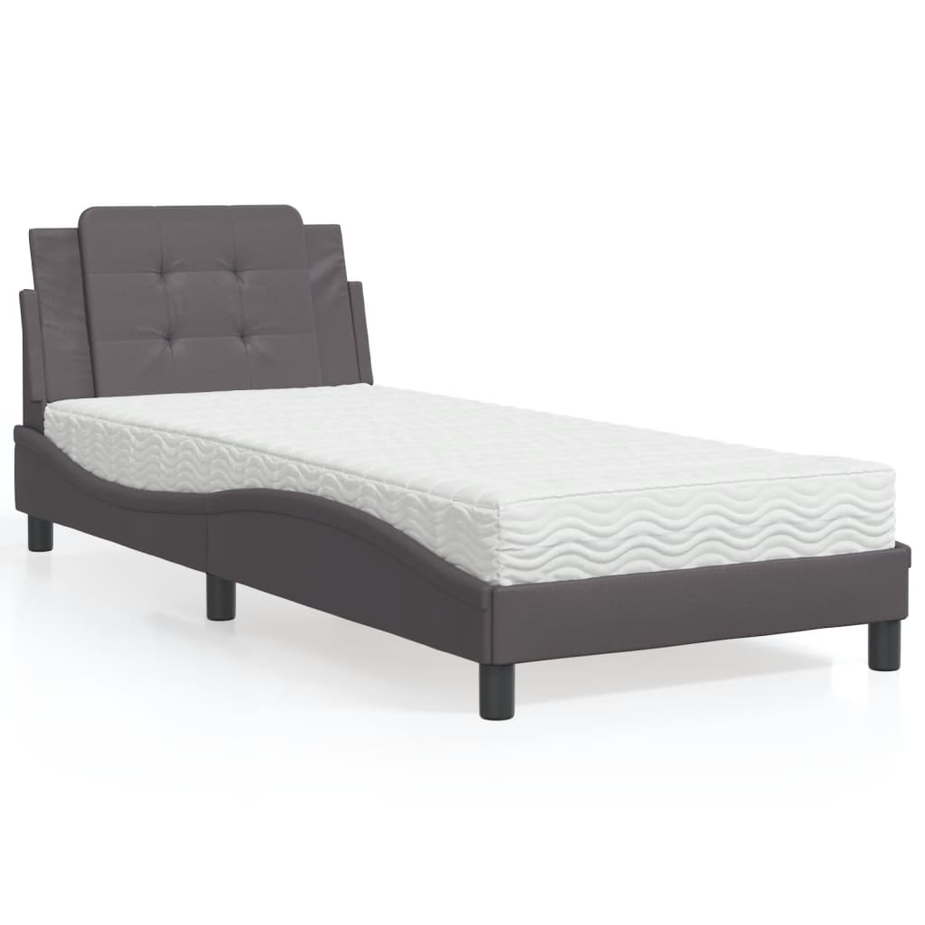 Bedframe zonder matras "Zadar" kunstleer grijs 80x200 cm – afbeelding 1