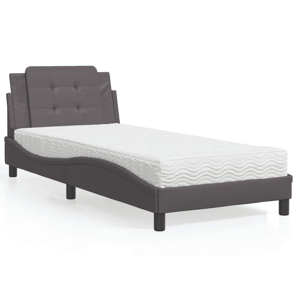Bedframe zonder matras "Zadar" kunstleer grijs 90x200 cm – afbeelding 1
