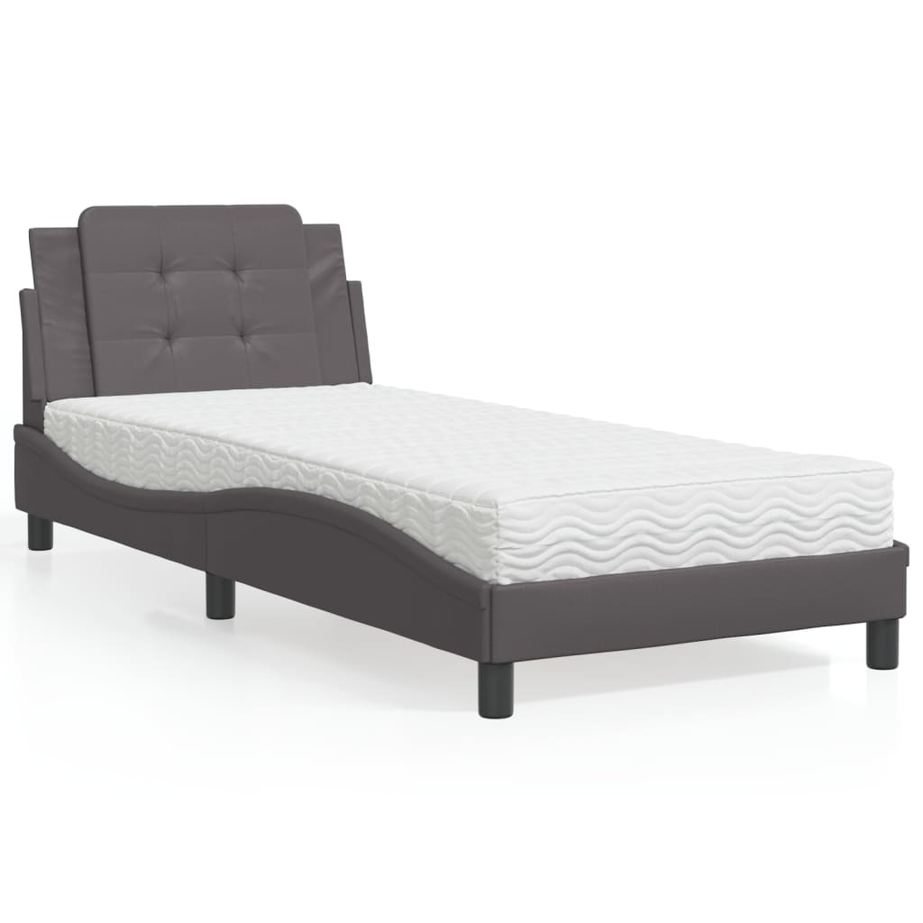 Bedframe zonder matras "Zadar" kunstleer grijs 100x200 cm – afbeelding 1