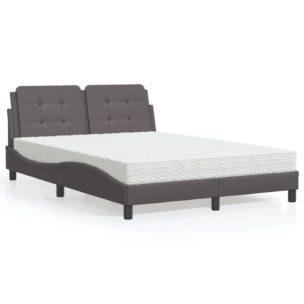 Bed met matras "Zadar" kunstleer grijs 140x200 cm – afbeelding 1