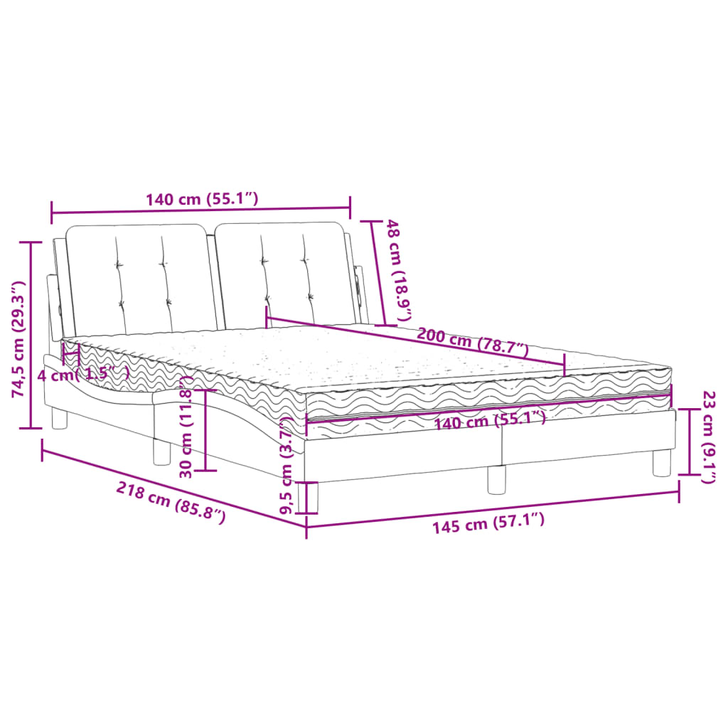 Bed met matras "Zadar" kunstleer grijs 140x200 cm – afbeelding 11